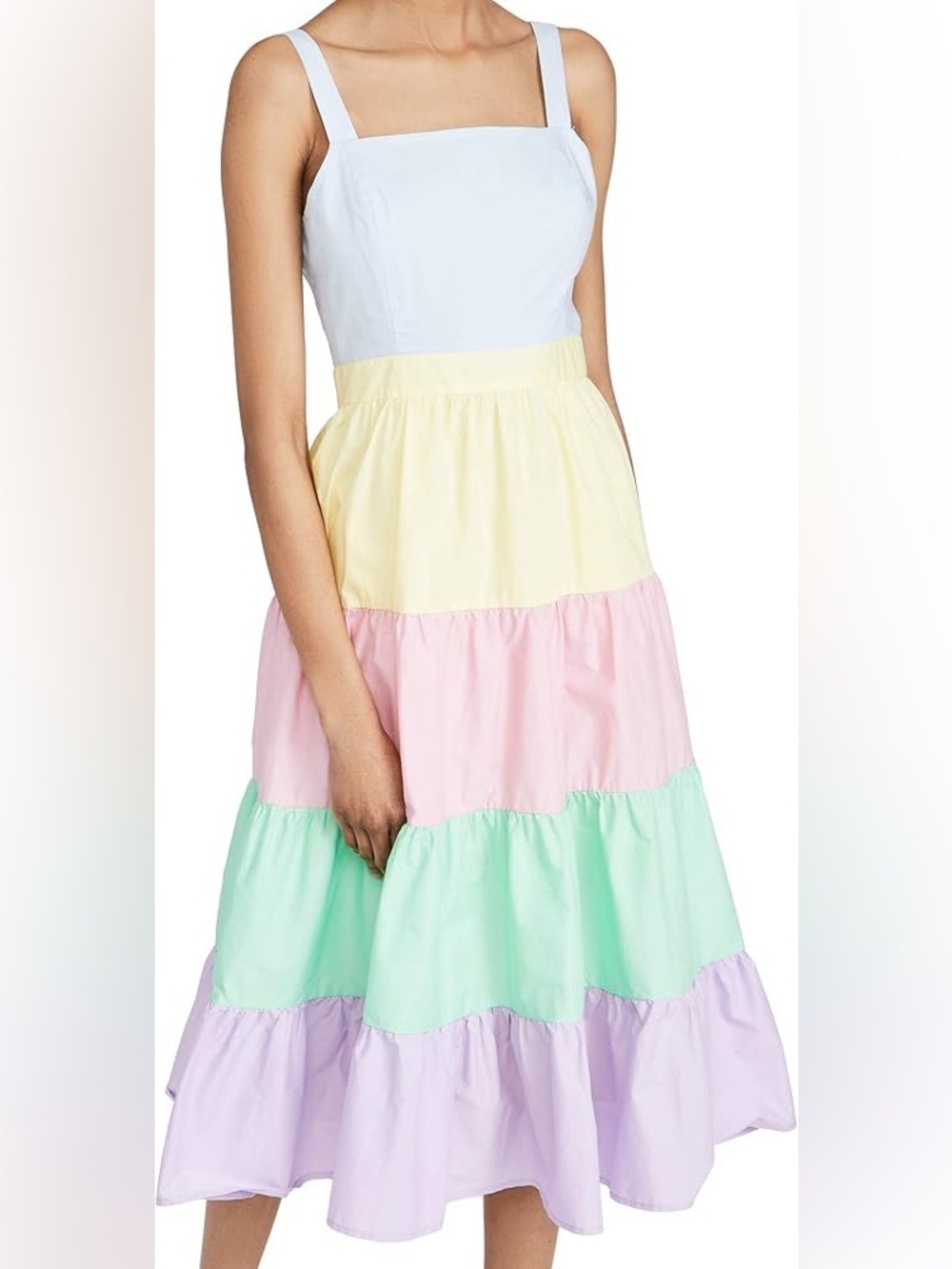 English Factory Colorblock Tiered Midi Dress